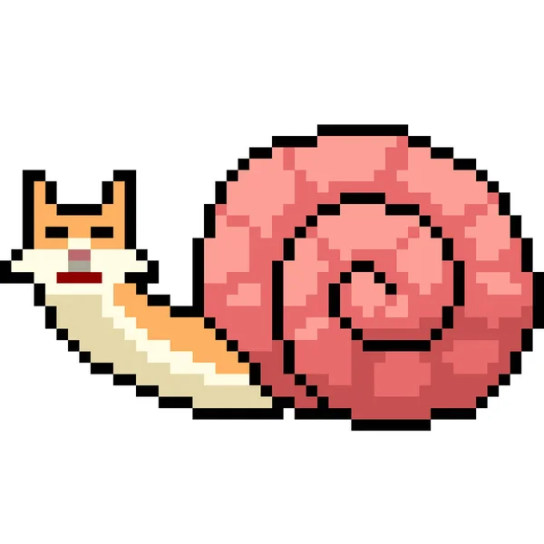 矢量像素艺术猫蜗牛孤立漫画 — 图库矢量图片