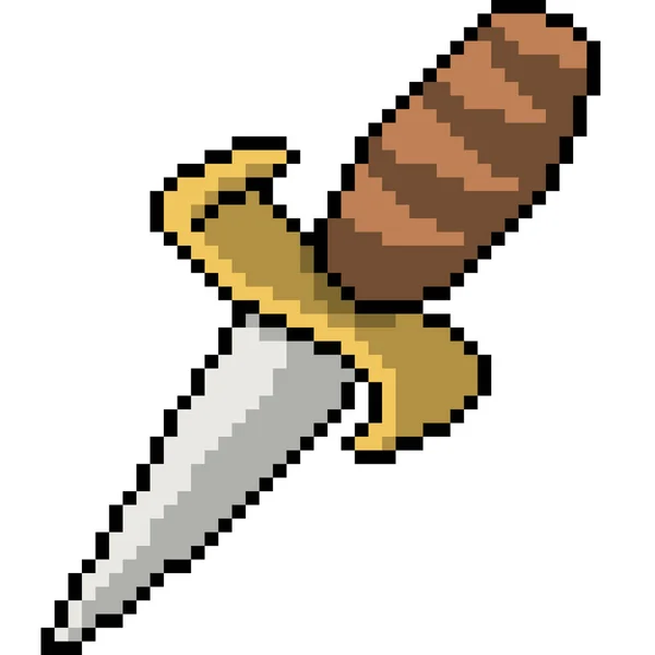 Vector Pixel Arte Cuchillo Arma Dibujos Animados Aislados — Vector de stock