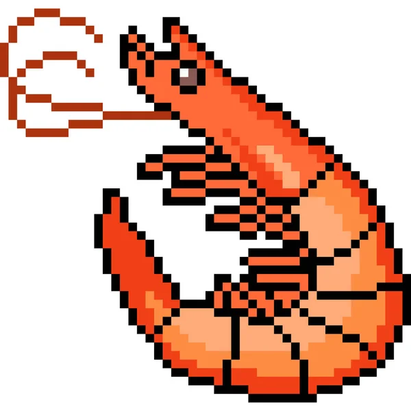 Vecteur Pixel Art Crevettes Fruits Mer Isolé — Image vectorielle