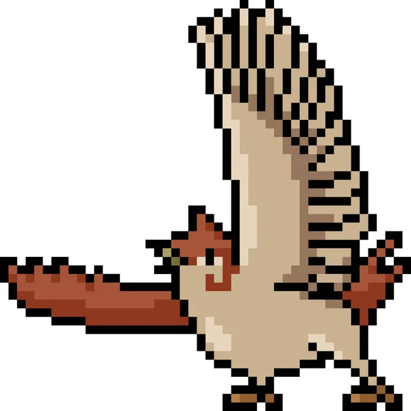 Vector Pixel Art Sparrow Action — 스톡 벡터