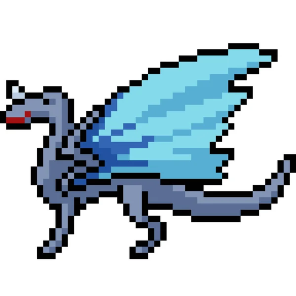 Vector Pixel Arte Fantasía Dragón Dibujos Animados Aislados — Vector de stock