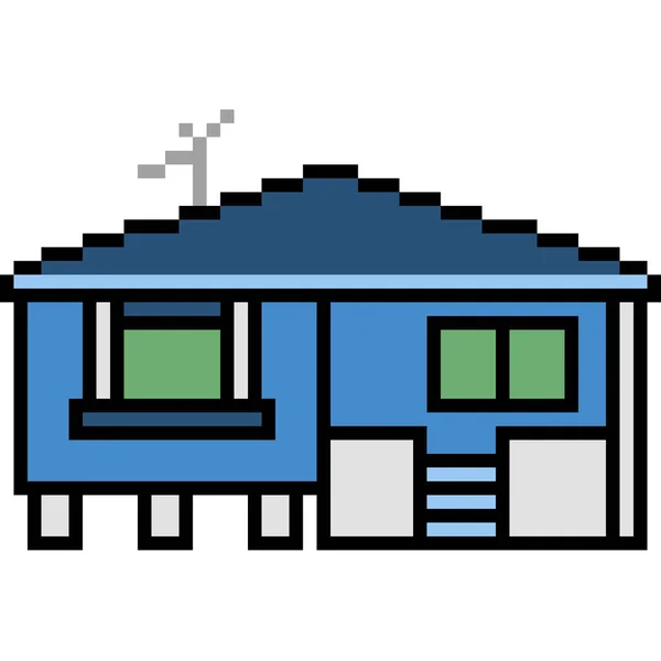 Vecteur Pixel Art Maison Isolé — Image vectorielle