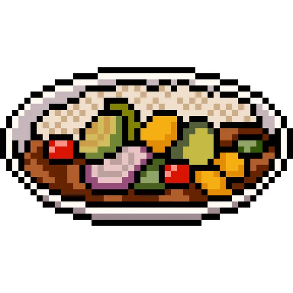 Vektor Pixel Seni Makanan Asia Terisolasi - Stok Vektor