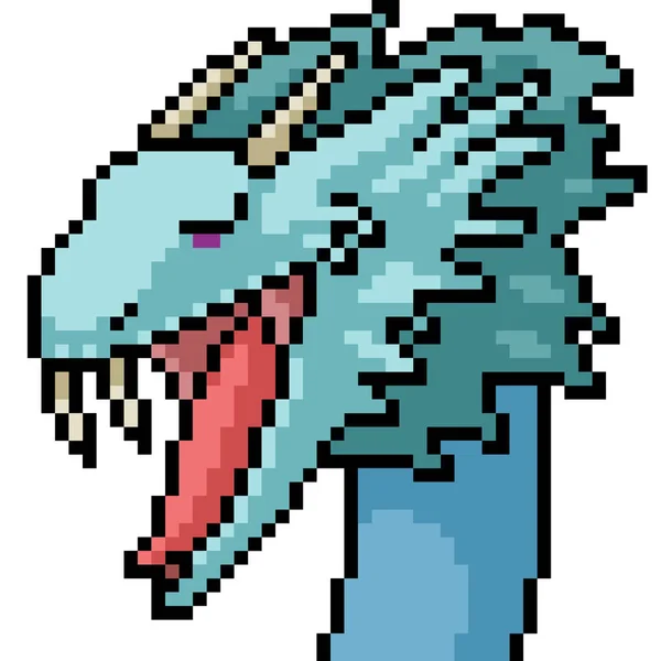 Vecteur Pixel Art Monstre Tête Isolé Dessin Animé — Image vectorielle