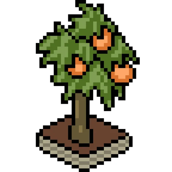 Vector Pixel Arte Árbol Decoración Aislado — Vector de stock