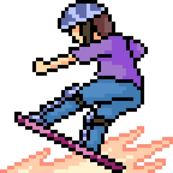 Vecteur Pixel Art Skateboard Homme Isolé — Image vectorielle