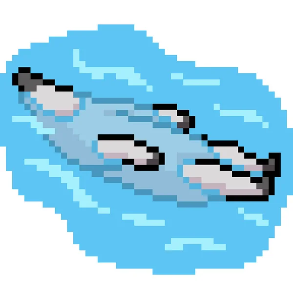 ベクトルピクセルアートホッキョクグマは孤立した漫画を泳ぐ — ストックベクタ