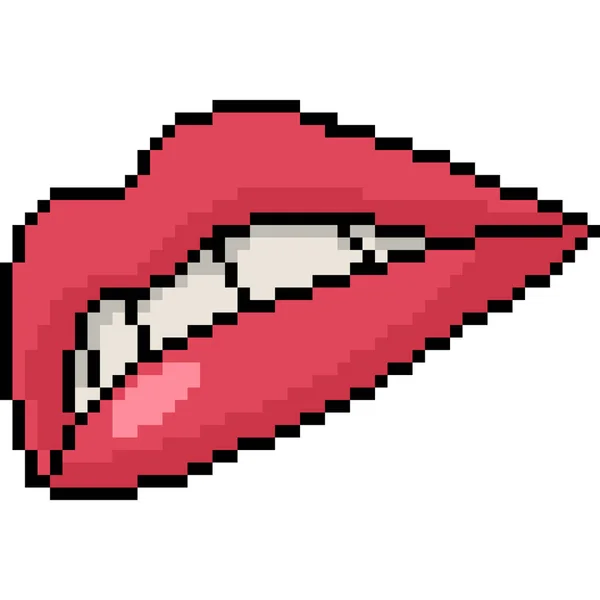 Vector Pixel Art Lip Isolated Cartoon — Stock Vector