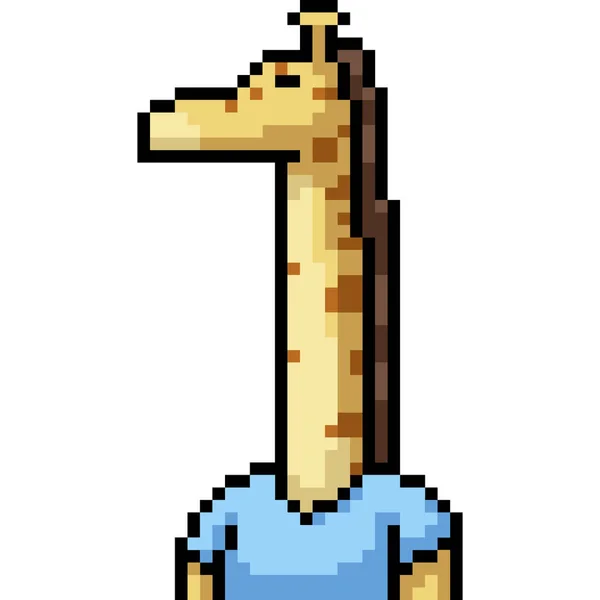 Vektor Pixel Kunst Giraffe Groß Isoliert Karikatur — Stockvektor