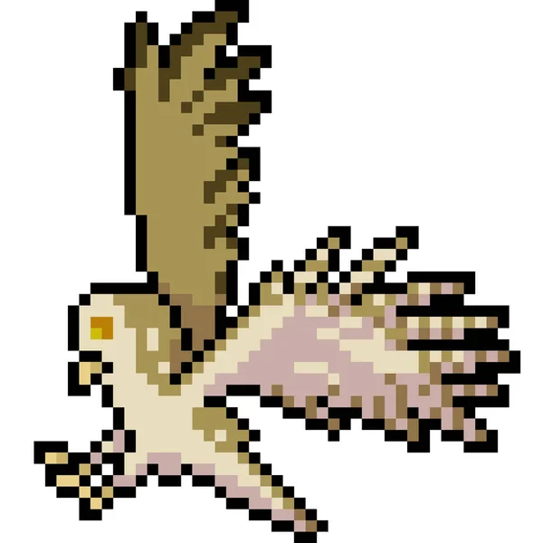 Vector Pixel Kunst Vogel Vliegen Geïsoleerde Cartoon — Stockvector