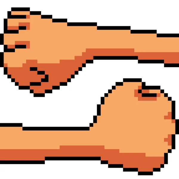 Vector Pixel Art Hand Fist Isolated Cartoon — Stock Vector