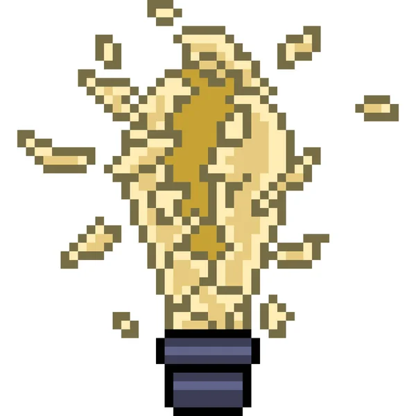 Vector Pixel Kunst Gebroken Lamp Geïsoleerde Cartoon — Stockvector