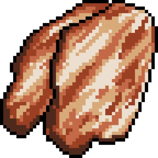 Vector Pixel Art Meat Steak Cartoo Terisolasi - Stok Vektor