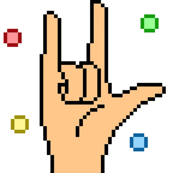 Διάνυσμα Pixel Τέχνη Χέρι Σημάδι Ροκ — Διανυσματικό Αρχείο