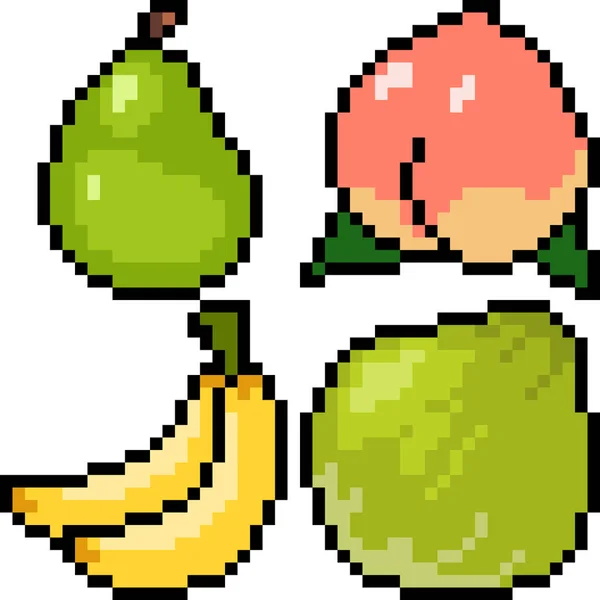 Vector Pixel Arte Fruta Aislada — Vector de stock