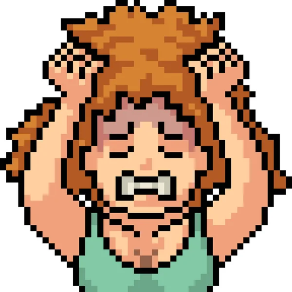 Vecteur Pixel Art Stress Céphalée Isolé Dessin Animé — Image vectorielle