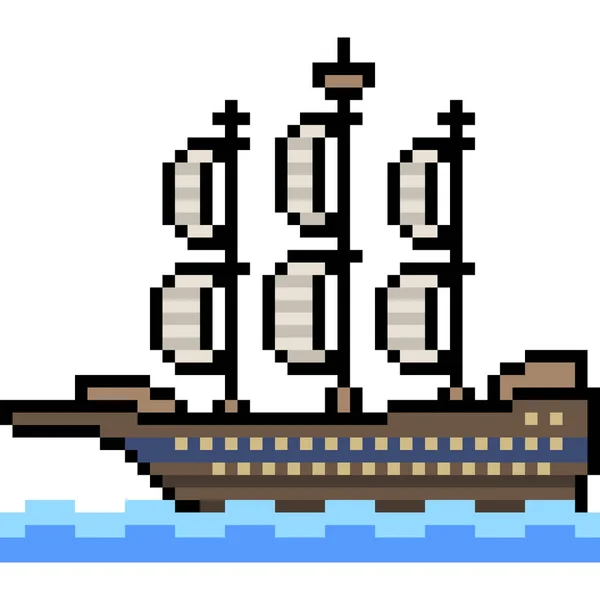 Vector Pixel Arte Vela Barco Aislado — Archivo Imágenes Vectoriales