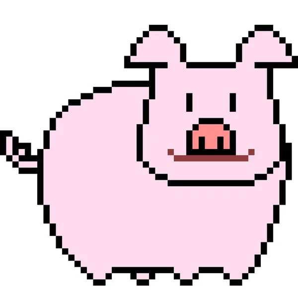 Vecteur Pixel Art Porc Isolé — Image vectorielle