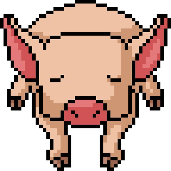 ベクトルピクセルアート豚隔離漫画 — ストックベクタ