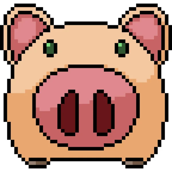 Vector Pixel Art Pig Isolated Cartoon — Stock Vector