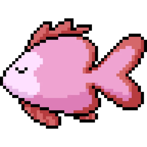 Vector Pixel Art Heart Fish Isolated Cartoon — Stock Vector