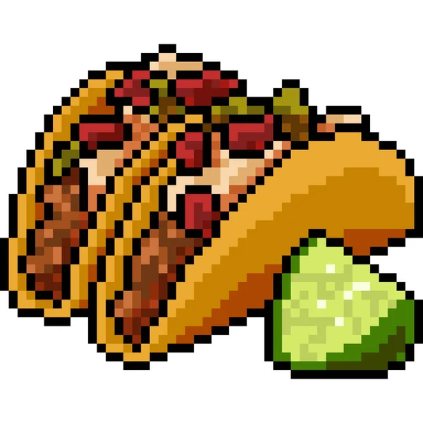 Vektör Piksel Sanat Yemeği Taco Izole — Stok Vektör
