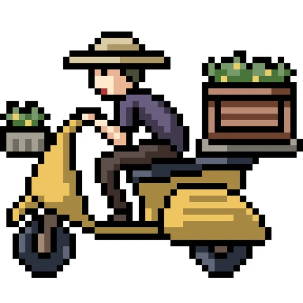 Vecteur Pixel Art Motocyclette Transport Isolé Dessin Animé — Image vectorielle