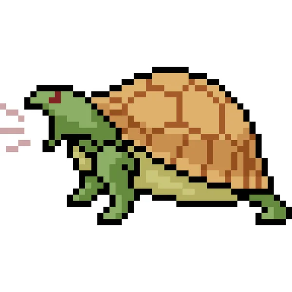 Vektor Pixel Kunst Schildkröte Brüllen Isolierte Karikatur — Stockvektor