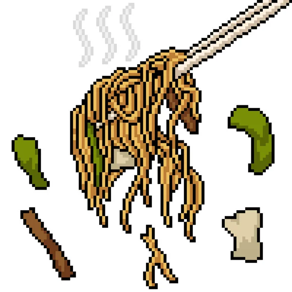 Pixel Arte Asiatico Tagliatelle Bacchetta — Vettoriale Stock