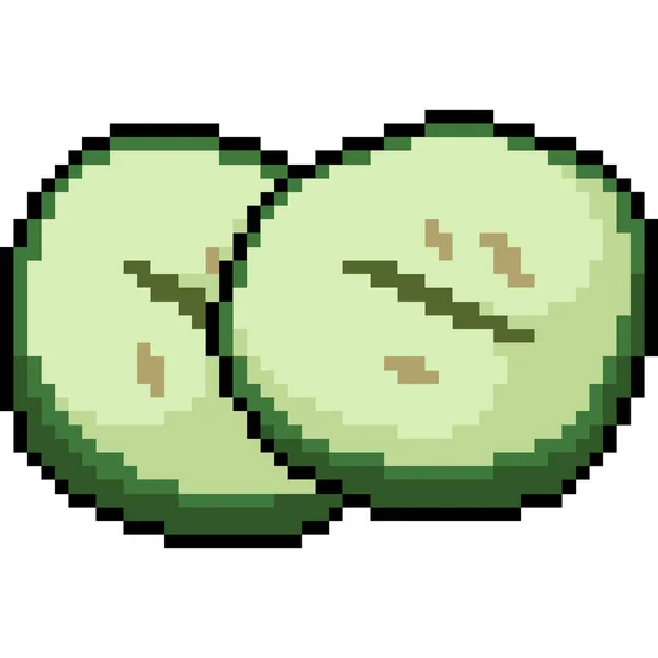 Vector Pixel Arte Pepino Aislado Cartoo — Vector de stock