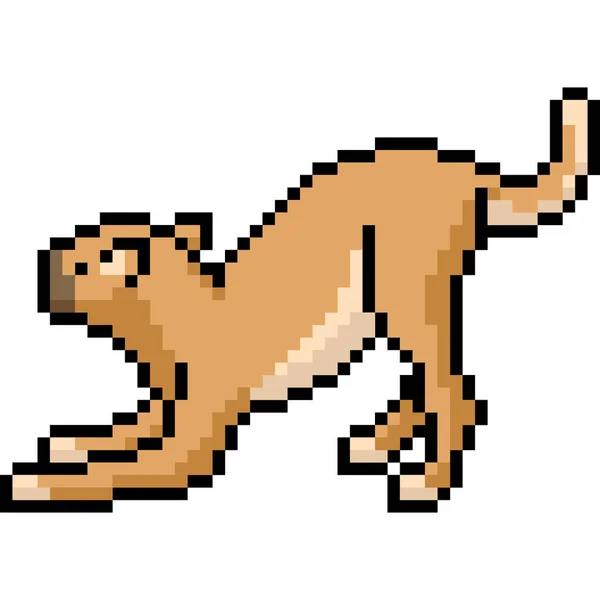 Vektor Pixel Umění Divoká Kočka Izolované Cartoo — Stockový vektor