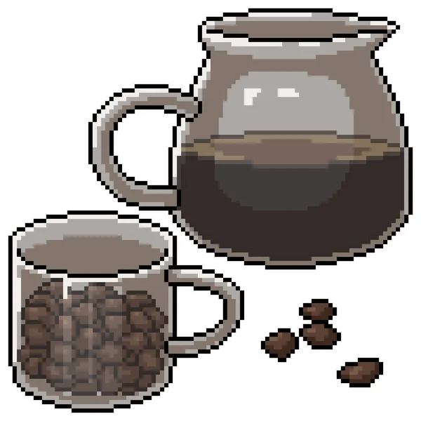 Pixelkonst Kaffe Burk Set — Stock vektor