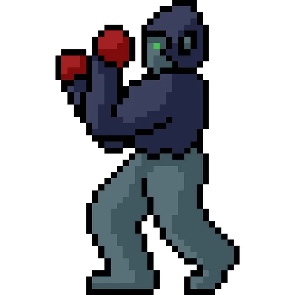 Vector Pixel Art Boxing Gorilla Terisolasi Kartun - Stok Vektor