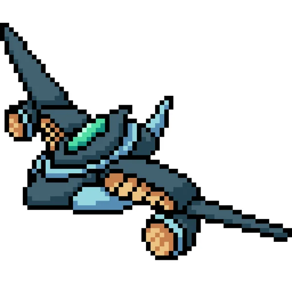 Vecteur Pixel Art Avion Jet Isolé — Image vectorielle