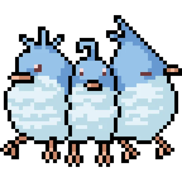 Vector Pixel Arte Pájaro Amigo Dibujos Animados Aislados — Vector de stock