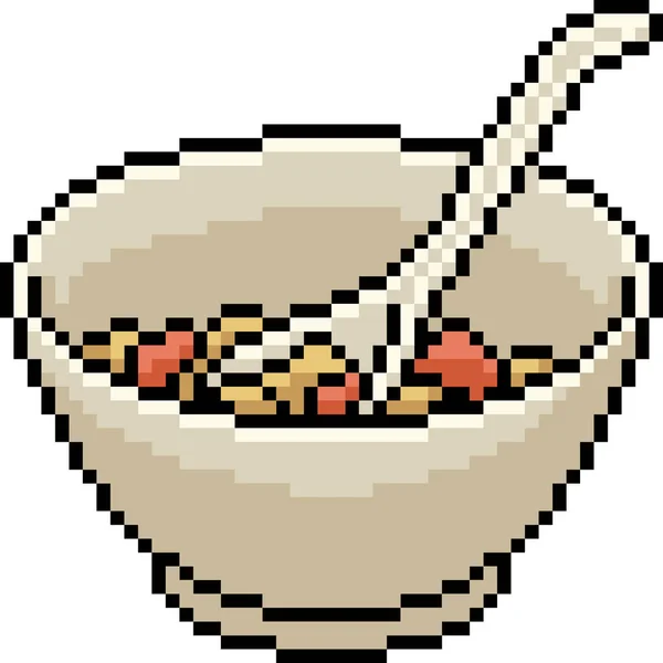 Wektor Pixel Sztuka Jedzenie Miska Izolowane Kreskówka — Wektor stockowy