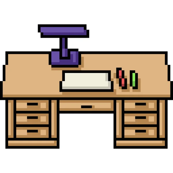 Vecteur Pixel Art Isolé Bureau Écriture — Image vectorielle