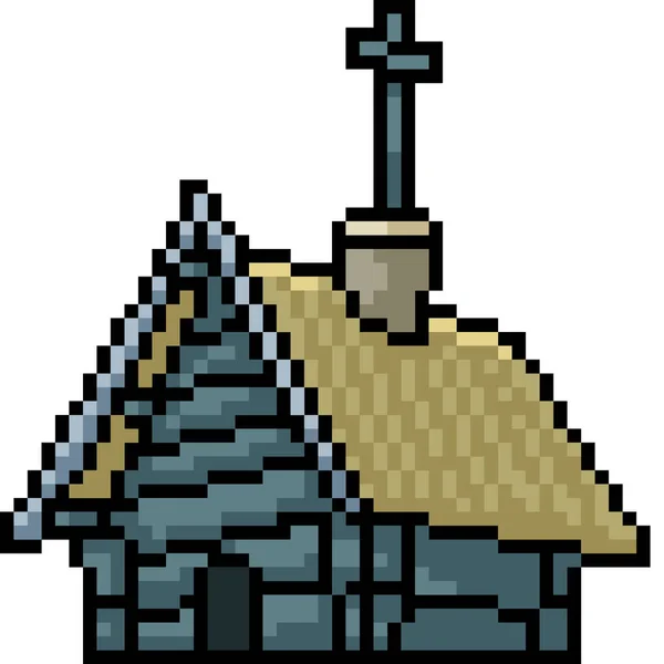 Vecteur Pixel Art Rural Église Isolé Dessin Animé — Image vectorielle
