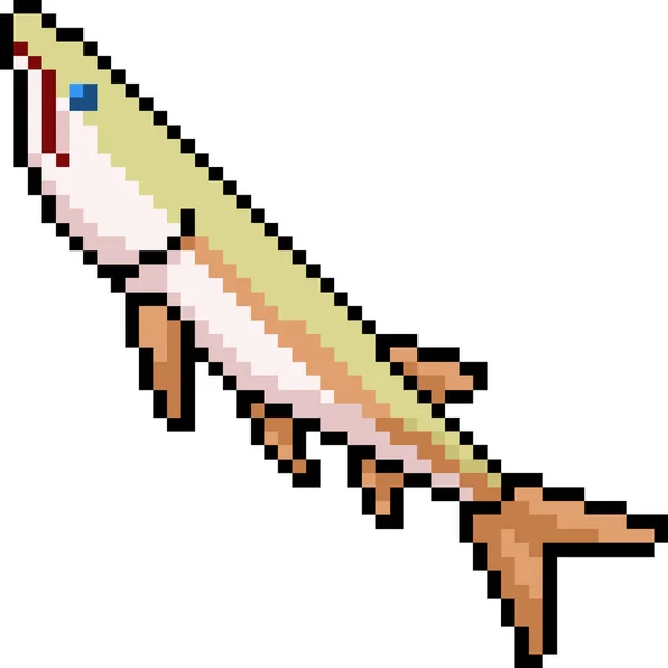 Vektor Pixel Kunst Haustier Fisch Isoliert Karikatur — Stockvektor