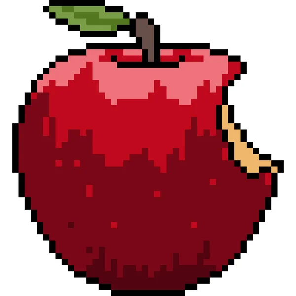 Векторное Пиксельное Искусство Яблочный Укус Изолирован — стоковый вектор