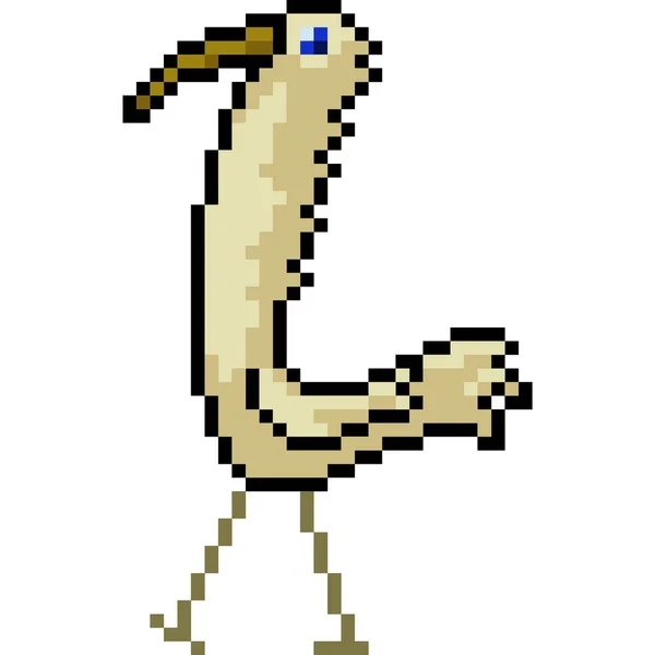 Vecteur Pixel Art Oiseau Marcher Isolé Dessin Animé — Image vectorielle