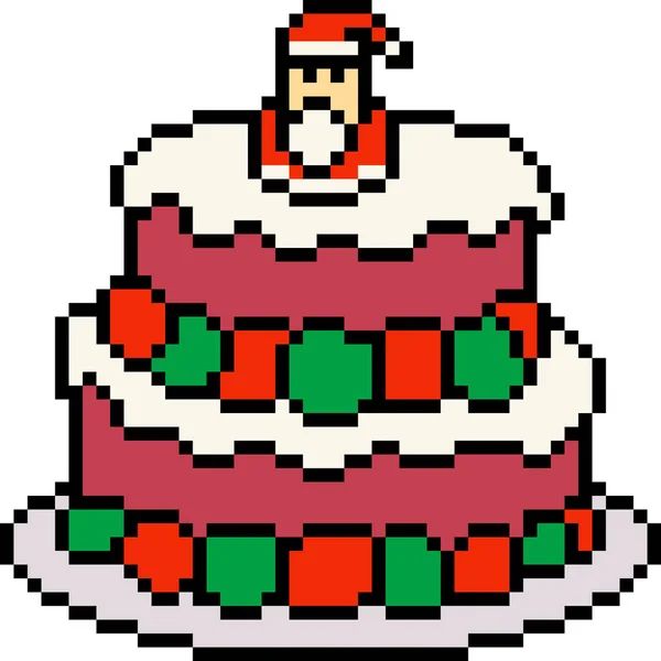 Vecteur Pixel Art Cake Santa Claus Isolé — Image vectorielle