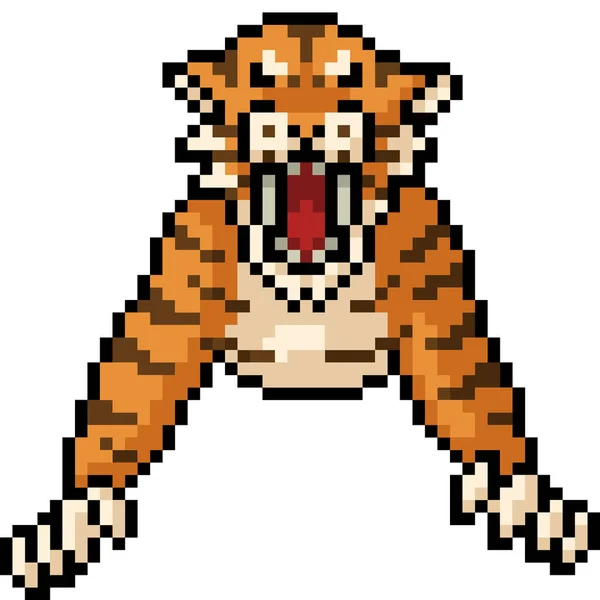 Vektor Pixel Konst Vild Tiger Isolerad Tecknad — Stock vektor