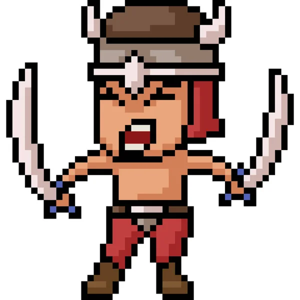 Vecteur Pixel Art Sward Guerrier Isolé Dessin Animé — Image vectorielle