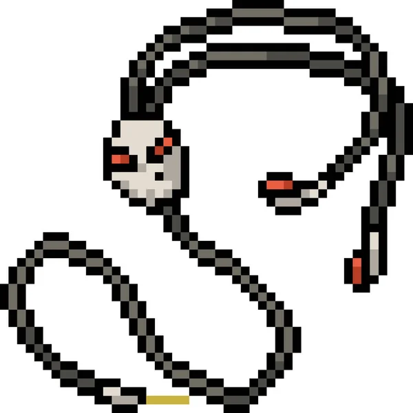 Vecteur Pixel Art Crâne Écouteur Isolé Dessin Animé — Image vectorielle