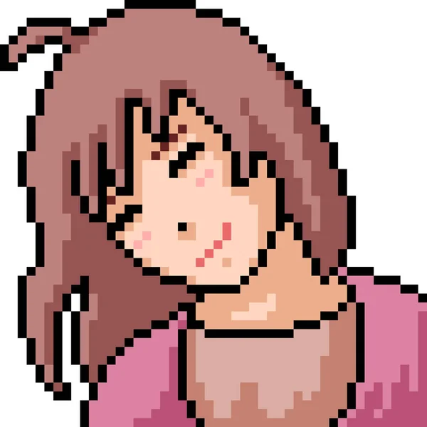 Wektor Pixel Sztuka Anime Dziewczyna Izolowane Kreskówka — Wektor stockowy