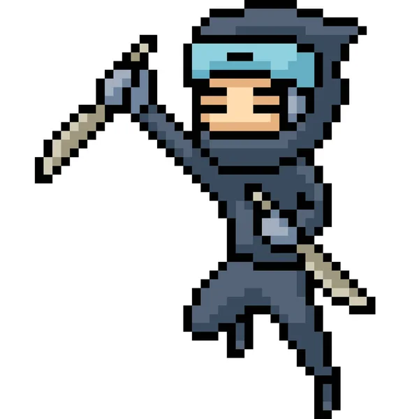 Pixel Vetorial Arte Ninja Desenhos Animados Isolados —  Vetores de Stock