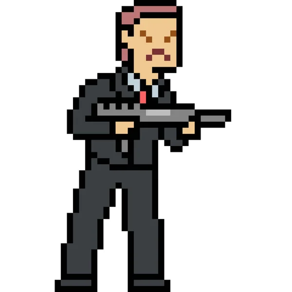 Vectorpixel Kunst Terrorist Geïsoleerd — Stockvector