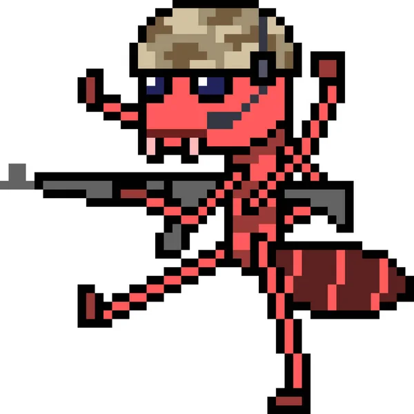 Vektor Pixel Kunst Ameise Soldat Isoliert — Stockvektor