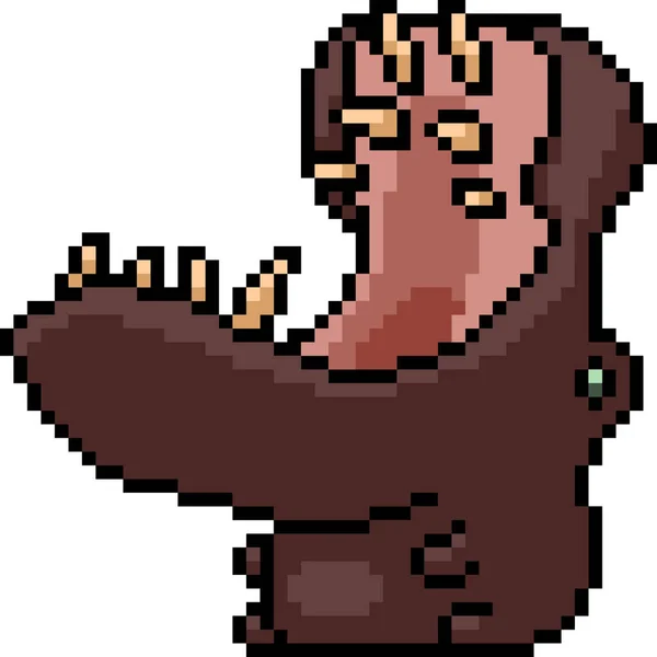 Vecteur Pixel Art Hippopotame Isolé Dessin Animé — Image vectorielle